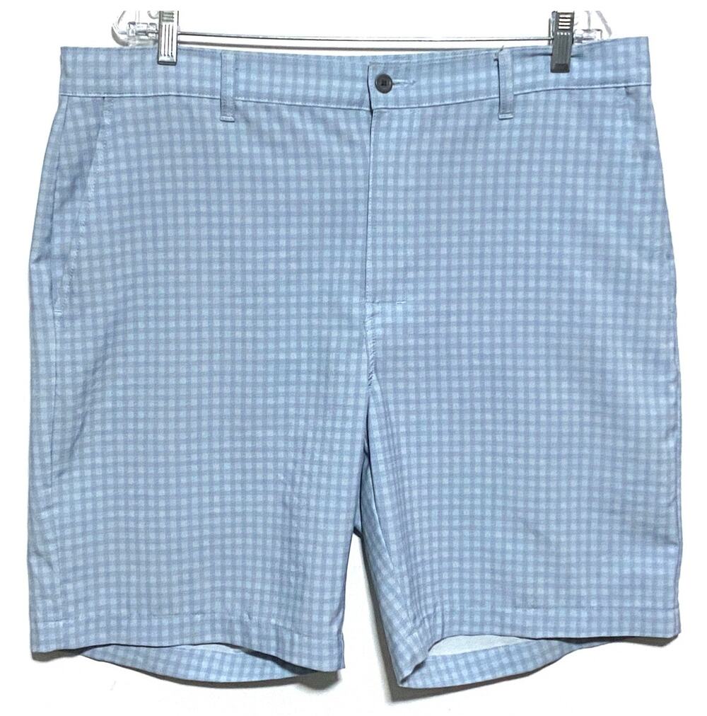 Jack Nicklaus Gingham Plaid Golf Shorts Men 38 Blue Athleisure Preppy Activewear